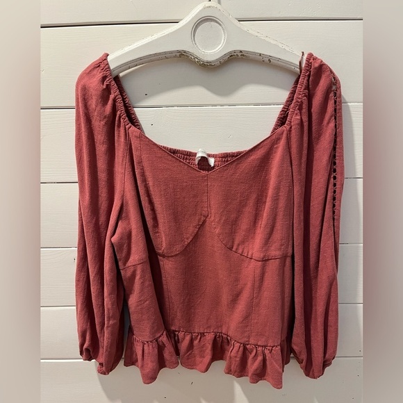 Addition Elle Tops - ADDITION ELLE – Haut rose brique à volants – Taille 2X